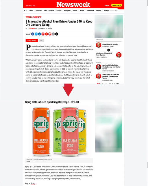 Sprig CBD Featured on Newsweek - Keep Dry January Going